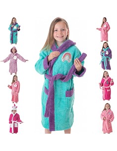 Albornoz Niñas Infantil y Adolescentes 100% Algodón Capucha y Bolsillos 2