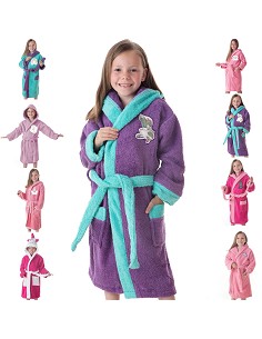 Albornoz Niñas Infantil y Adolescentes 100% Algodón Capucha y Bolsillos 2