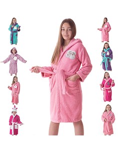 Albornoz Niñas Infantil y Adolescentes 100% Algodón Capucha y Bolsillos 2