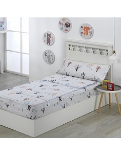 Saco Nórdico con Cremallera Edredón Ajustable Cama Infantil Cactus