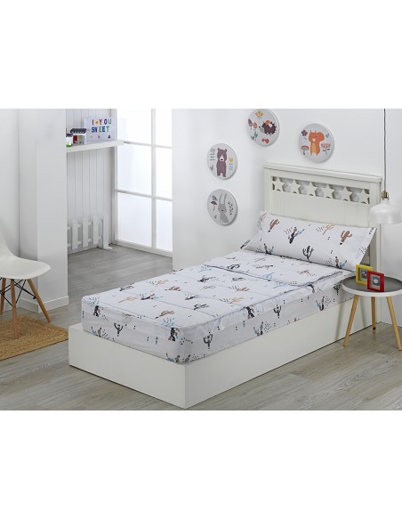 Saco Nórdico con Cremallera Edredón Ajustable Cama Infantil Cactus