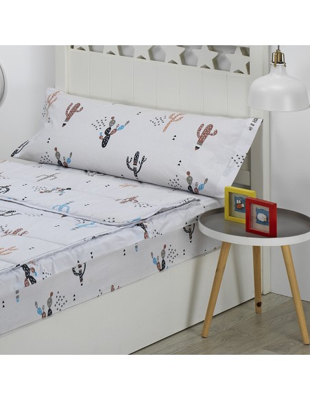 Saco Nórdico con Cremallera Edredón Ajustable Cama Infantil Cactus