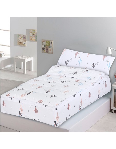 Saco Nórdico con Cremallera Edredón Ajustable Cama Infantil Cactus
