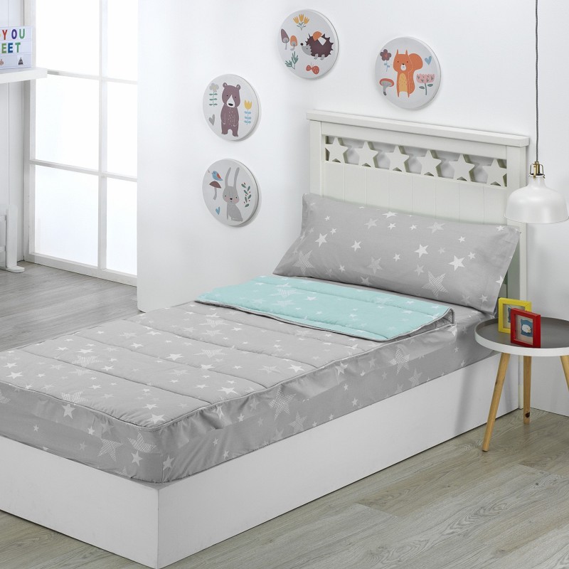 Saco Nórdico con Cremallera Edredón Ajustable Cama Infantil Estrellas Stars