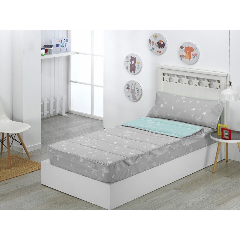 Saco Nórdico con Cremallera Edredón Ajustable Cama Infantil Estrellas Stars