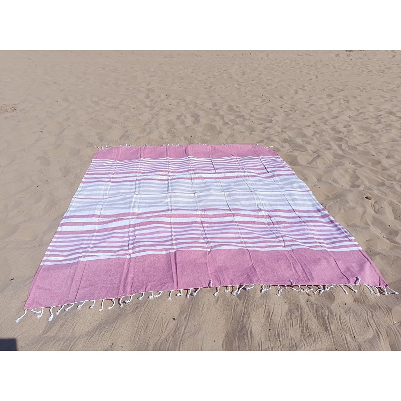 Pareo Fouta de Playa con Flecos Trenzados Tamaño Grande 200x200 cm Harnai
