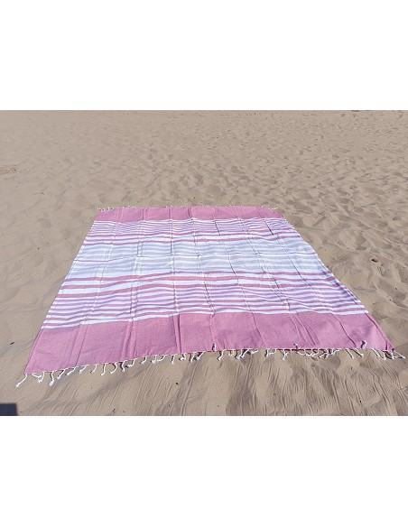 Pareo Fouta de Playa con Flecos Trenzados Tamaño Grande 200x200 cm Harnai