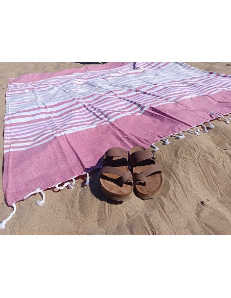 Pareo Fouta de Playa con Flecos Trenzados Tamaño Grande 200x200 cm Harnai