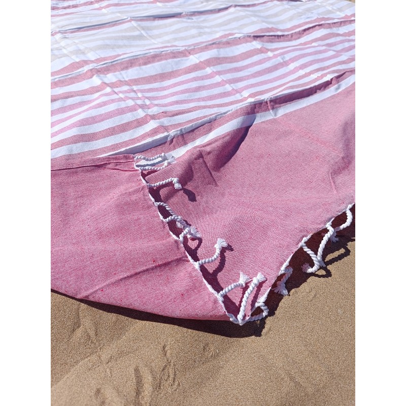 Pareo Fouta de Playa con Flecos Trenzados Tamaño Grande 200x200 cm Harnai