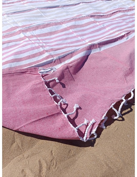 Pareo Fouta de Playa con Flecos Trenzados Tamaño Grande 200x200 cm Harnai