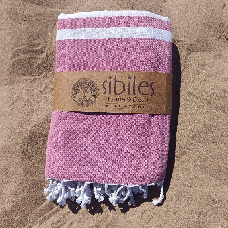 Pareo Fouta de Playa con Flecos Trenzados Tamaño Grande 200x200 cm Harnai