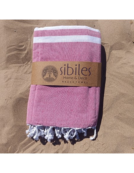 Pareo Fouta de Playa con Flecos Trenzados Tamaño Grande 200x200 cm Harnai