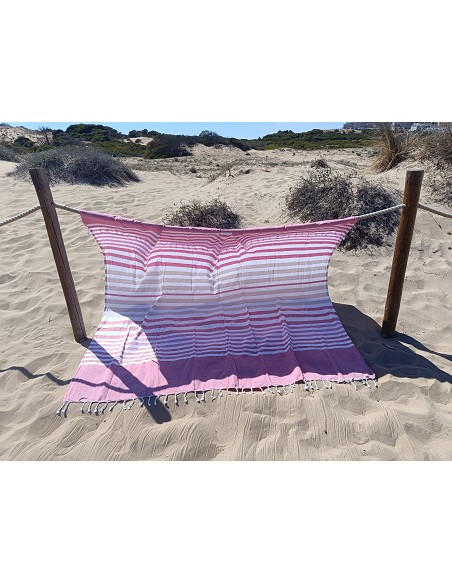 Pareo Fouta de Playa con Flecos Trenzados Tamaño Grande 200x200 cm Harnai