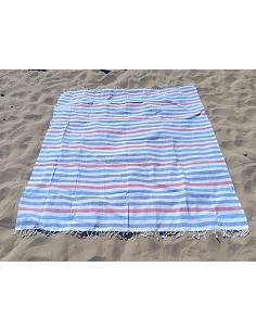 Pareo Fouta de Playa con Flecos Trenzados Tamaño Grande 200x200 cm Aghari 2