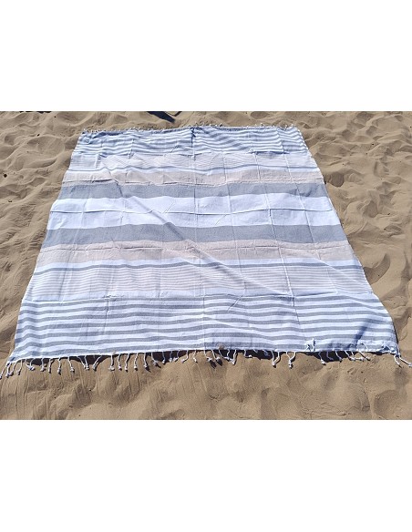 Pareo Fouta de Playa con Flecos Trenzados Tamaño Grande 200x200 cm Jaipur