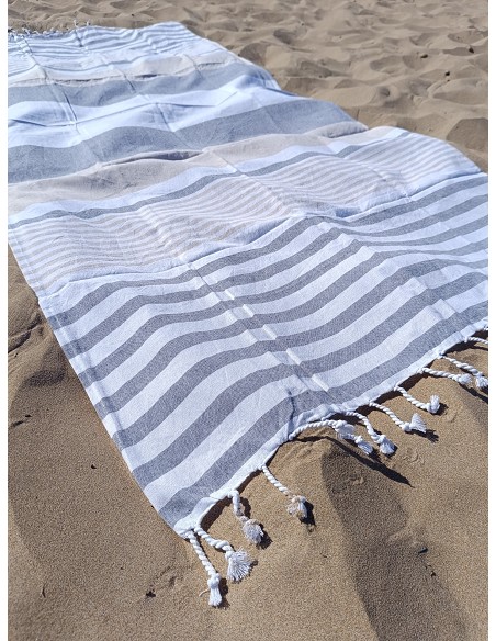 Pareo Fouta de Playa con Flecos Trenzados Tamaño Individual 90x200 cm Jaipur