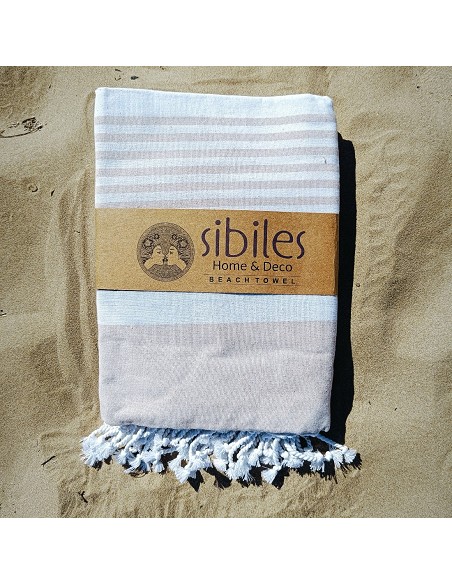 Pareo Fouta de Playa con Flecos Trenzados Tamaño Individual 90x200 cm Jaipur