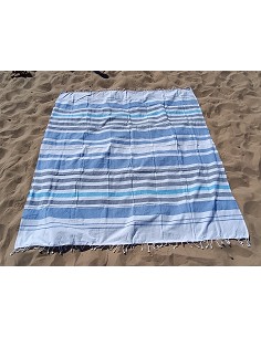 Pareo Fouta de Playa con Flecos Trenzados Tamaño Grande 200x200 cm Salmat