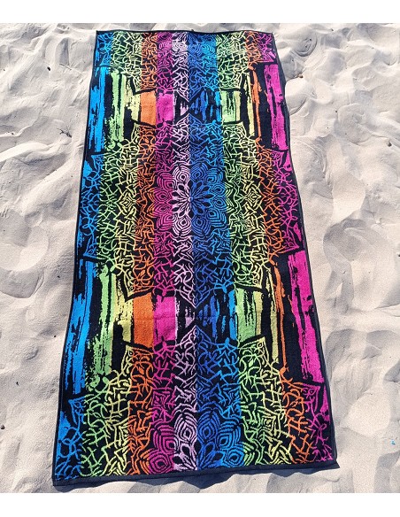 Toalla de Playa Grande Terciopelo 100% Algodón de 90X190 cm Mandala Nagaon
