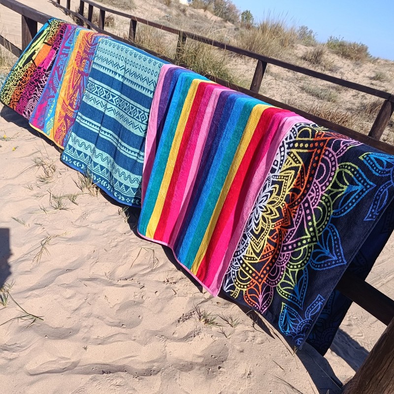 Toalla de Playa Grande Terciopelo 100% Algodón de 90X190 cm Mandala Nagaon