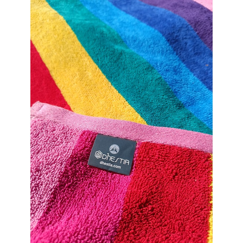 Toalla de Playa Grande Terciopelo 100% Algodón de 90x190 cm Rayas Colorful
