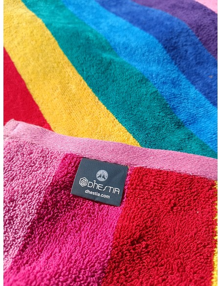 Toalla de Playa Grande Terciopelo 100% Algodón de 90x190 cm Rayas Colorful