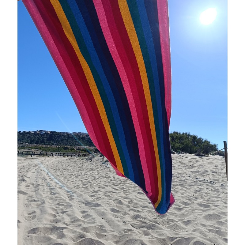 Toalla de Playa Grande Terciopelo 100% Algodón de 90x190 cm Rayas Colorful