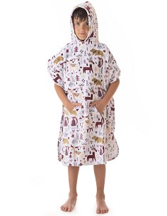 Poncho de Playa Infantil de Terciopelo 100% Algodón Estampado Modelo Animals 2