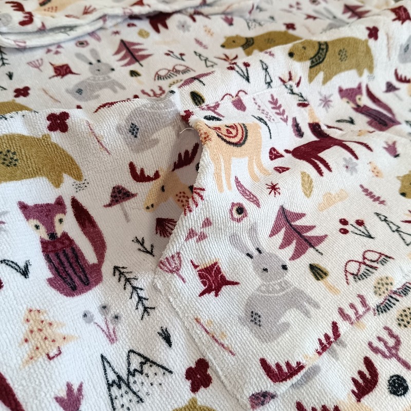 Poncho de Playa Infantil de Terciopelo 100% Algodón Estampado Modelo Animals