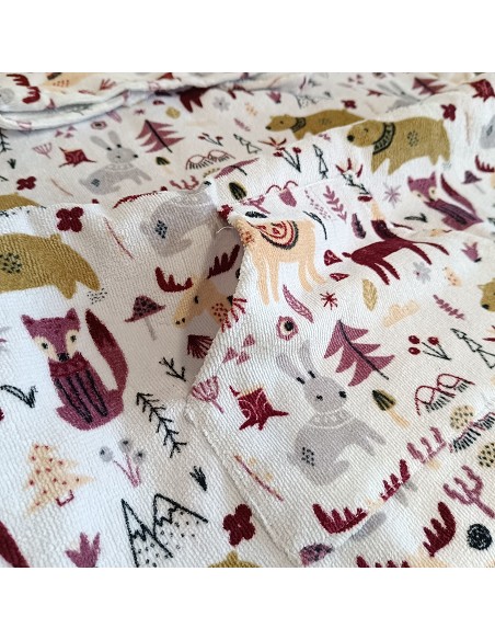 Poncho de Playa Infantil de Terciopelo 100% Algodón Estampado Modelo Animals