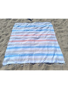 Pareo Fouta de Playa con Flecos Trenzados Tamaño Grande 200x200 cm Pulvila 2