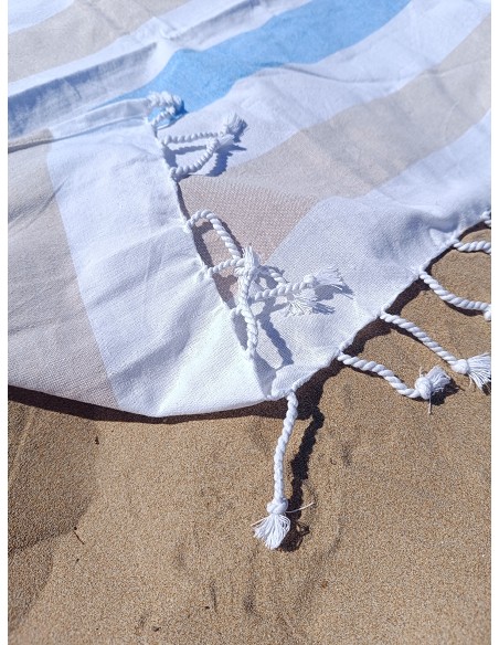 Pareo Fouta de Playa con Flecos Trenzados Tamaño Grande 200x200 cm Pulvila