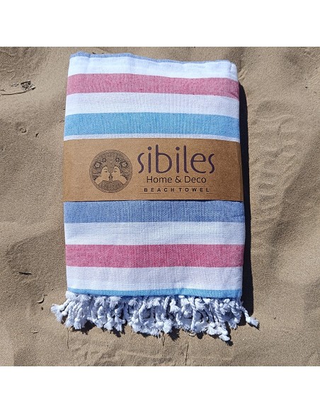 Pareo Fouta de Playa con Flecos Trenzados Tamaño Grande 200x200 cm Pulvila