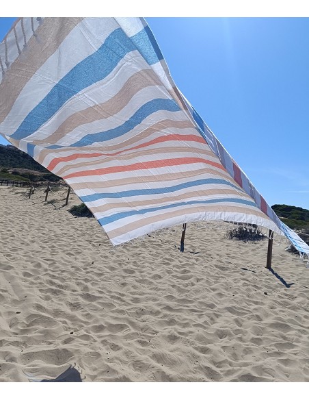 Pareo Fouta de Playa con Flecos Trenzados Tamaño Grande 200x200 cm Pulvila
