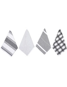 Pack de 4 Paños de Cocina en Color Gris de 40x70 cm 100% Algodón