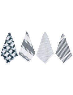 Pack de 4 Paños de Cocina en Color Azul de 40x70 cm 100% Algodón