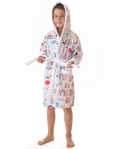 Albornoz Infantil de Terciopelo 100% Algodón Estampado Modelo Rainbows 2