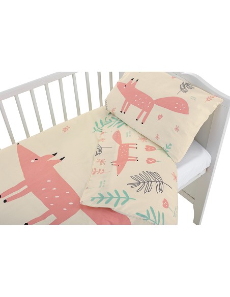 Funda Nórdica para Cuna de Bebé 100% Algodón Modelo Zorrito