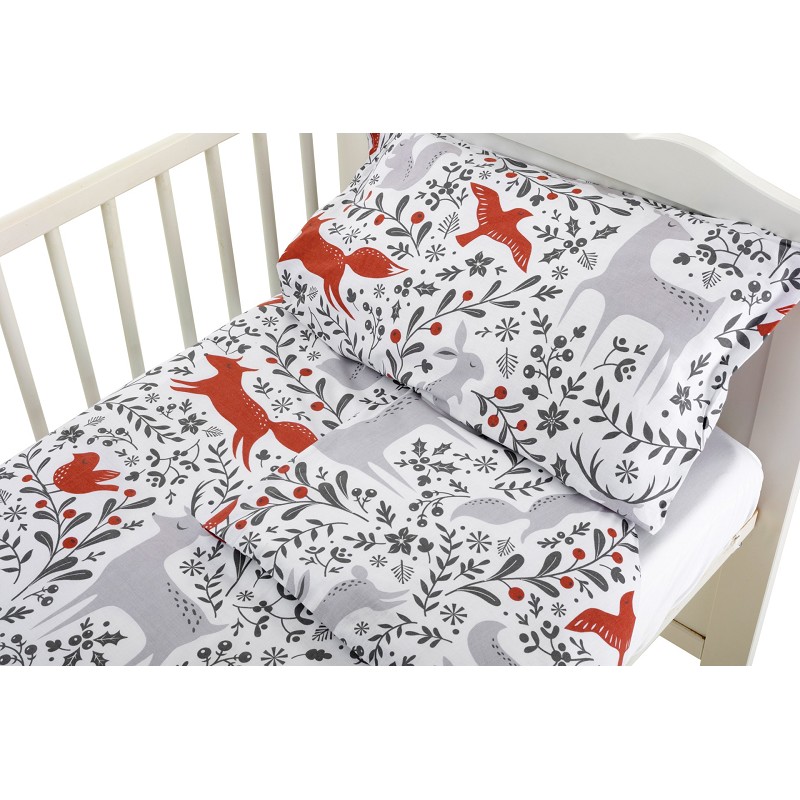 Funda Nórdica para Cuna de Bebé 100% Algodón Natural Modelo Animals