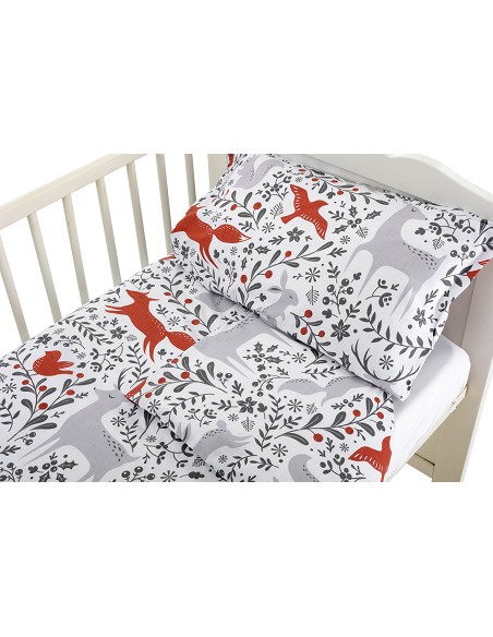 Funda Nórdica para Cuna de Bebé 100% Algodón Natural Modelo Animals