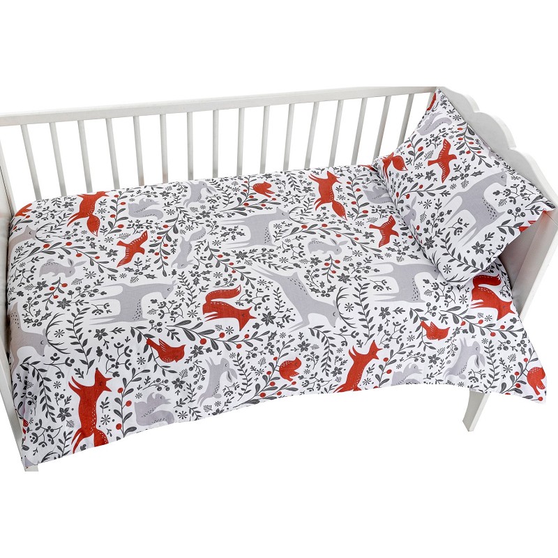 Funda Nórdica para Cuna de Bebé 100% Algodón Natural Modelo Animals