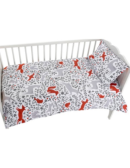 Funda Nórdica para Cuna de Bebé 100% Algodón Natural Modelo Animals