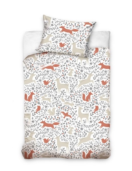 Funda Nórdica para Cuna de Bebé 100% Algodón Natural Modelo Animals