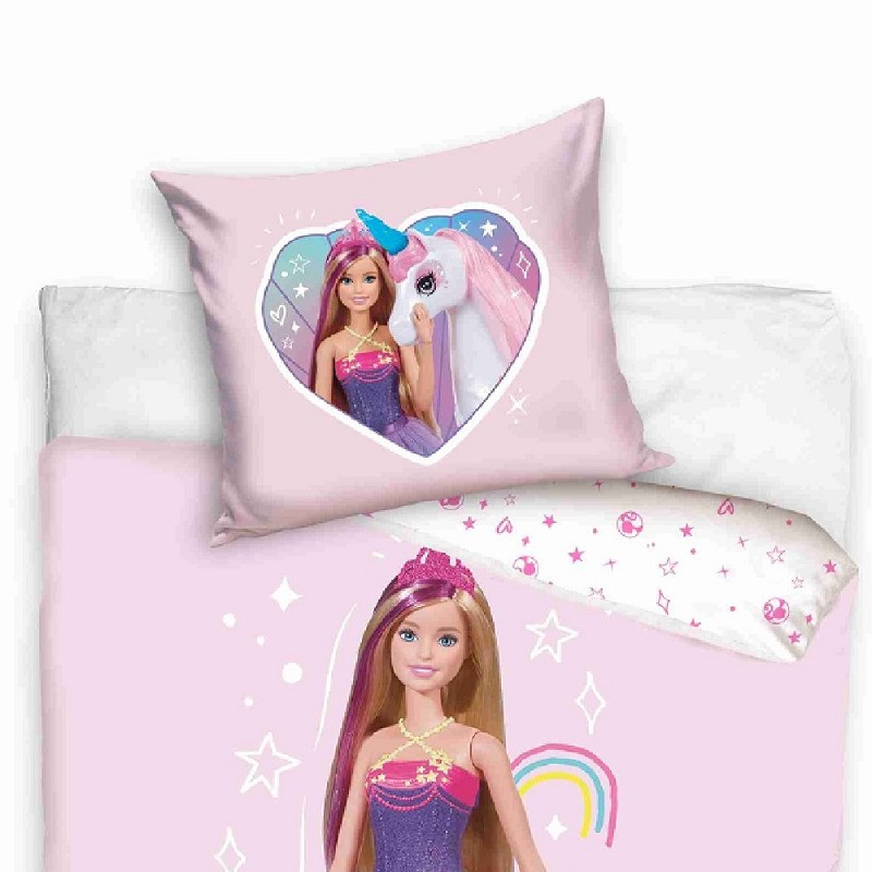 Funda Nórdica de Cuna Bebé Barbie Rosa Unicornio 100% Algodón