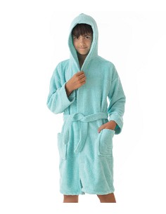 Albornoz de Baño Juvenil y Niños con Capucha, Bolsillos y Cinturón 100% Algodón 2