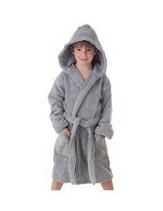 Albornoz de Baño Juvenil y Niños con Capucha, Bolsillos y Cinturón 100% Algodón 2