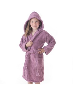 Albornoz de Baño Juvenil y Niños con Capucha, Bolsillos y Cinturón 100% Algodón 2