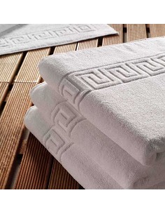 Toalla Blanca de Hotel Cenefa Greca 100% Algodon 20/2 de 500 gr/m2 2