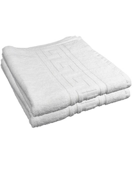 Toalla Blanca de Hotel Cenefa Greca 100% Algodon 20/2 de 500 gr/m2