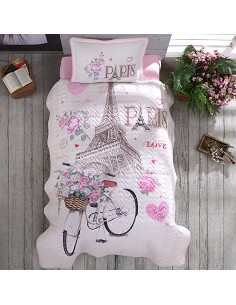 Colcha Bouti Infantil Juvenil Algodón Turco Eiffel Paris